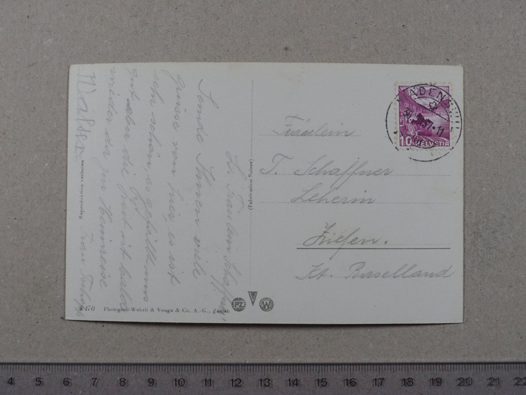 Ansichtskarten: Wädenswil, 1937 – Gebraucht aus Lenzburg von fh1 1