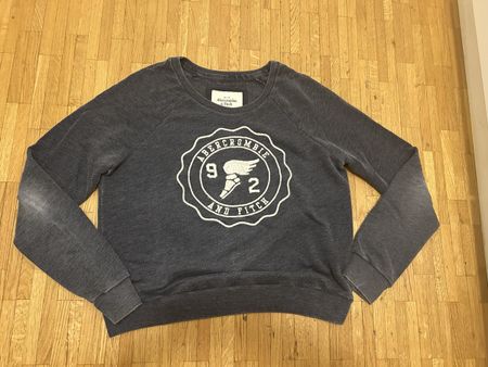 Abercrombie, pull coton, manches longues, gris noir,TL