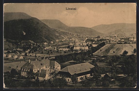 Cartoline postali: Liestal, Totalansicht aus der Vogelschau – Usato da Berlin venduto da bartko-reher