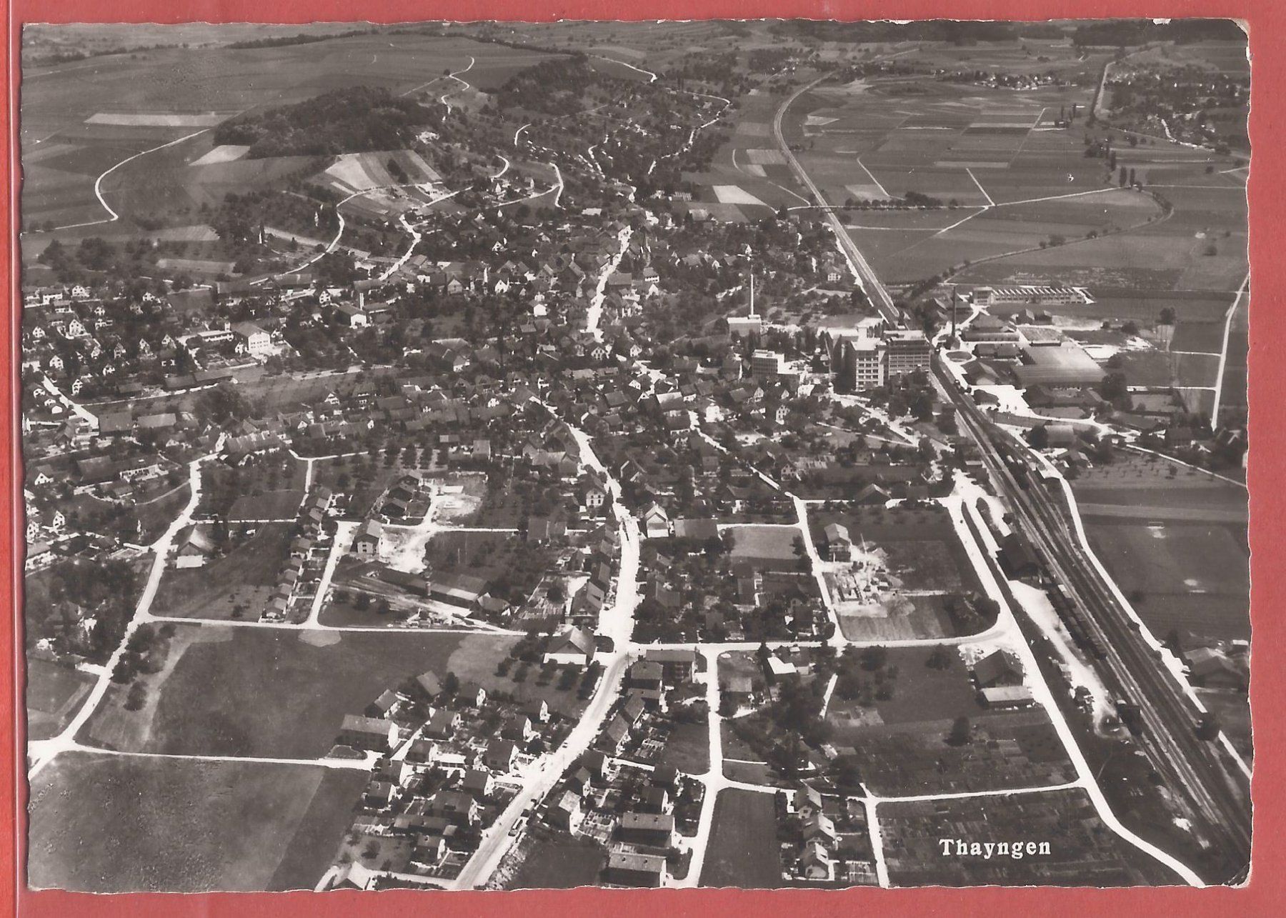 Cartoline postali: Thayngen - Flugaufnahme ca. 1955 – Usato da Fislisbach venduto da Porano