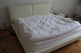 Doppelbett Leder 180x200cm mit Nachttisch