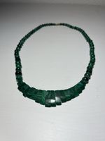 Vintage Steinkette Malachit grüner Naturstein