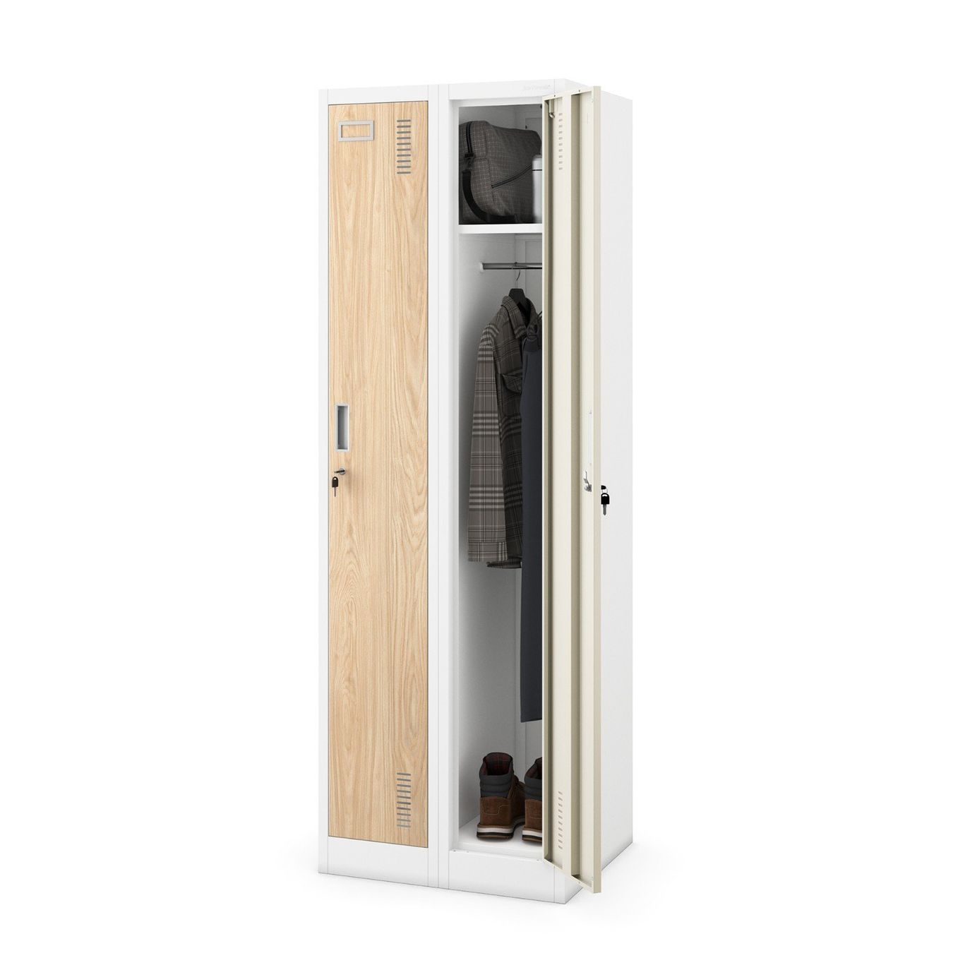 Schränke: Schliessfachschrank 2 Fächer - Weiss/Holzoptik – Neu und originalverpackt aus Wallenwil von toesstal-vertrieb 2