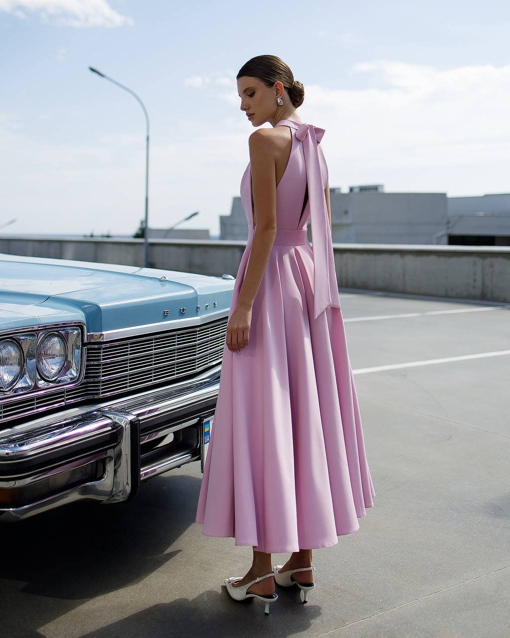 Vestiti: Rosa Elegant Midi Dress with Bow Size: S – Nuovo e nell'imballaggio originale da Zürich venduto da Ms.Me-Fashion 2