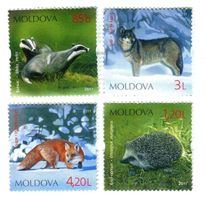 Briefmarken "Igel, Dachs, Wolf". Moldawien