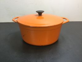 Gebrauchter Cousances Emaille Topf orange Gusseisen Vintage