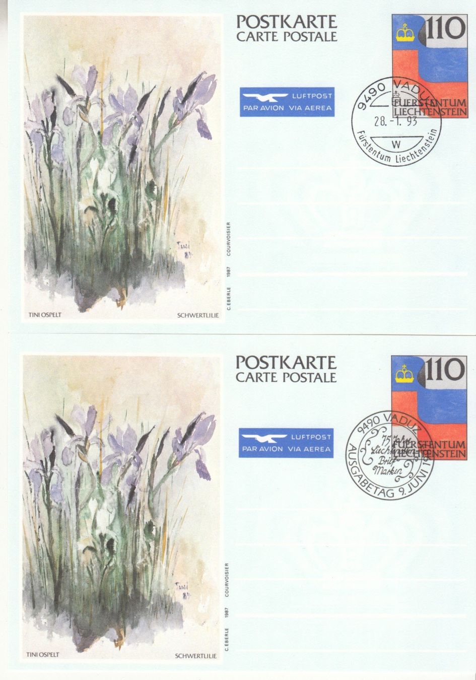 Alle Briefmarken: FL Ganzsachen LBK 86, 3 Karten – Gebraucht aus Bürglen TG von StampGraf 2