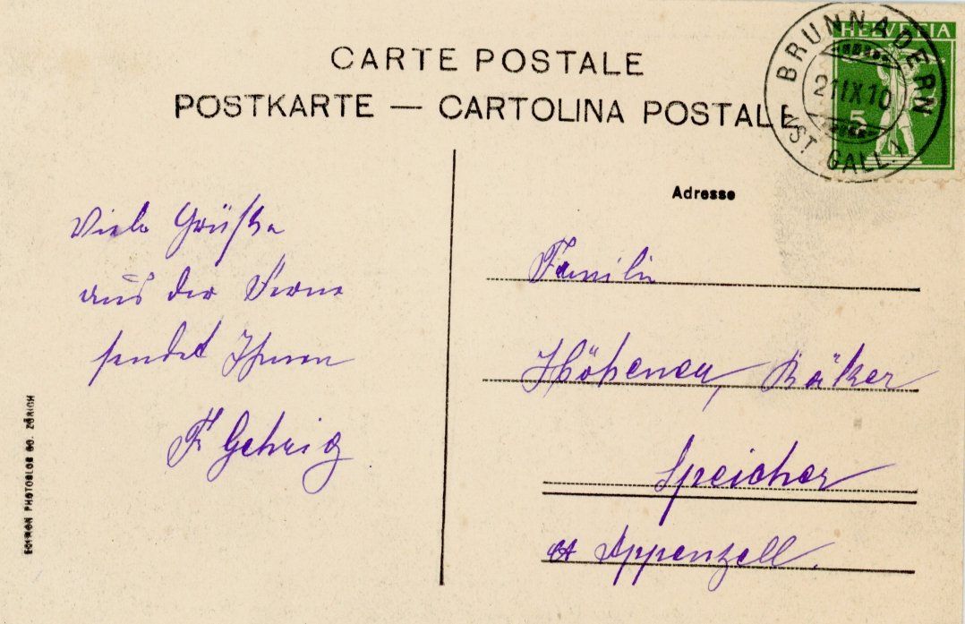 Ansichtskarten: St. Peterzell   SG       um 1 9 1 0 – Gebraucht aus Brig von Valcards54 1