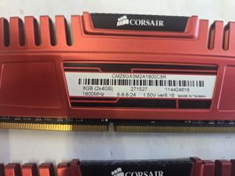 Corsair Vengeance RAM Riegel 8GB (2x4GB) 1600MHz Rot DDR3