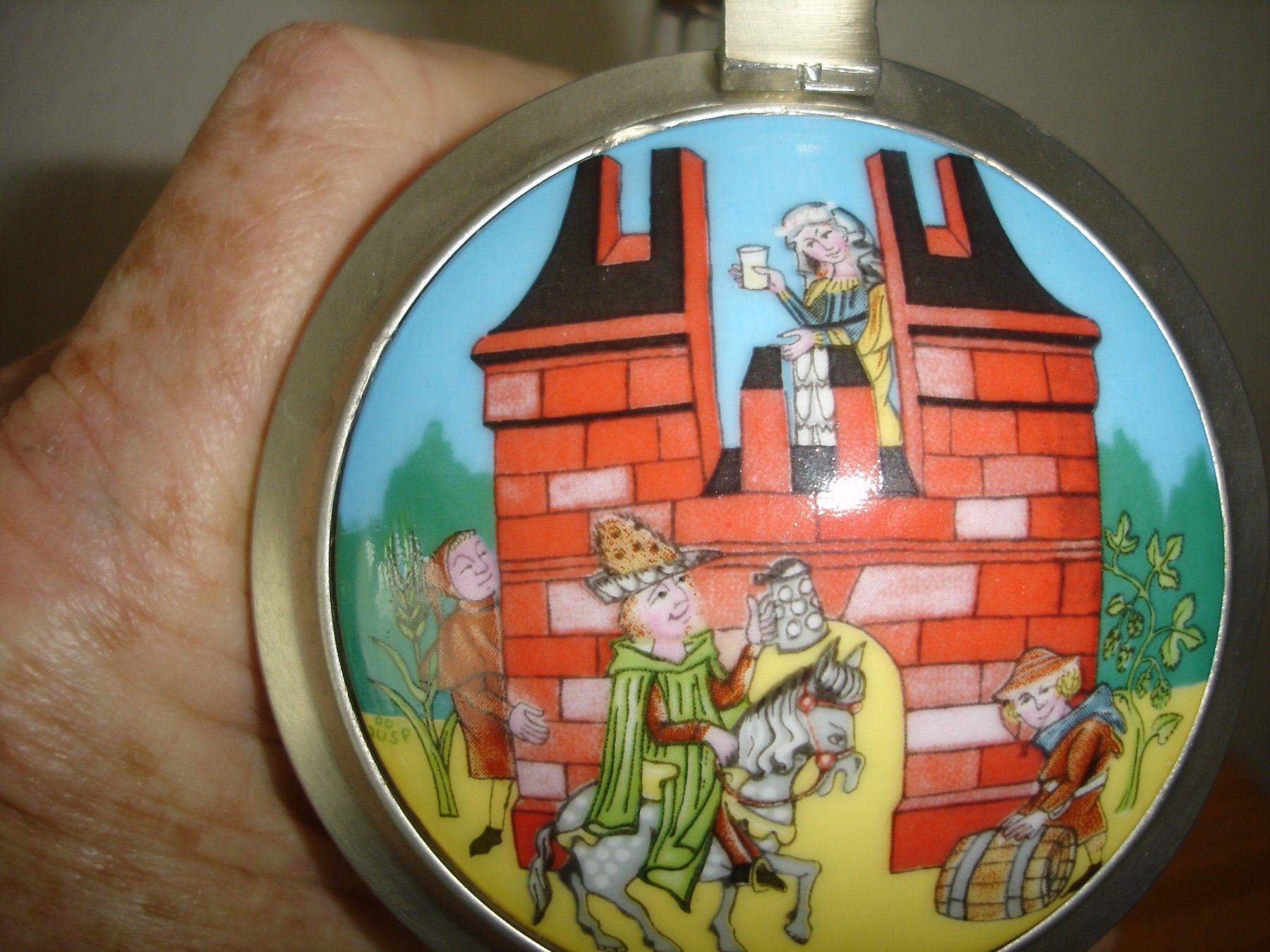 Bicchieri: Original Bierkrug "Feldschlösschen" mit Zinndeckel – Nuovo (secondo la descrizione) da Binningen venduto da Hahexa 1
