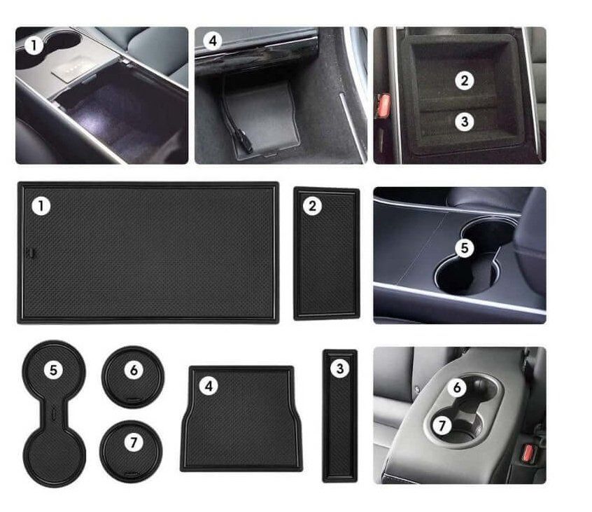 Tesla Tappeti & Tappetini: 7-teiliges Matten-Set Tesla Model 3 bis 2020 – Nuovo e nell'imballaggio originale da Uerkheim venduto da Justi.y 2