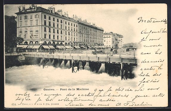 Ansichtskarten: AK Genève, Pont de la Machine, 1901 – Gebraucht aus Berlin von bartko-reher
