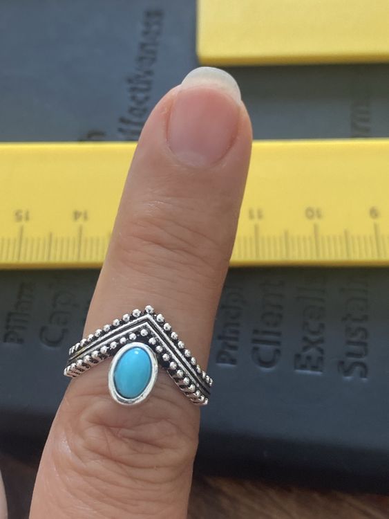 Bague en argent sertie d'une turquoise T51,5 Argent 925 Millième (22 CT) 13,5g