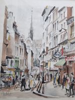 FRANZ HERBELOT AQUARELL SIGNIERT MIT RAHMEN PARIS