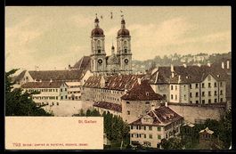 AK St. Gallen, Altstadt mit Kathedrale und Mauer