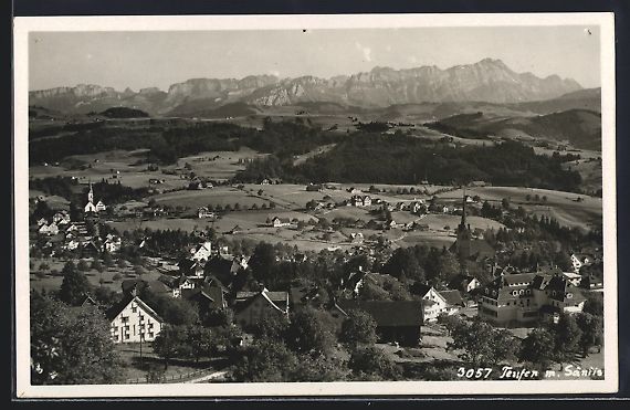 Cartoline postali: AK Teufen, Teilansicht mit Säntis, 1935 – Usato da Berlin venduto da bartko-reher
