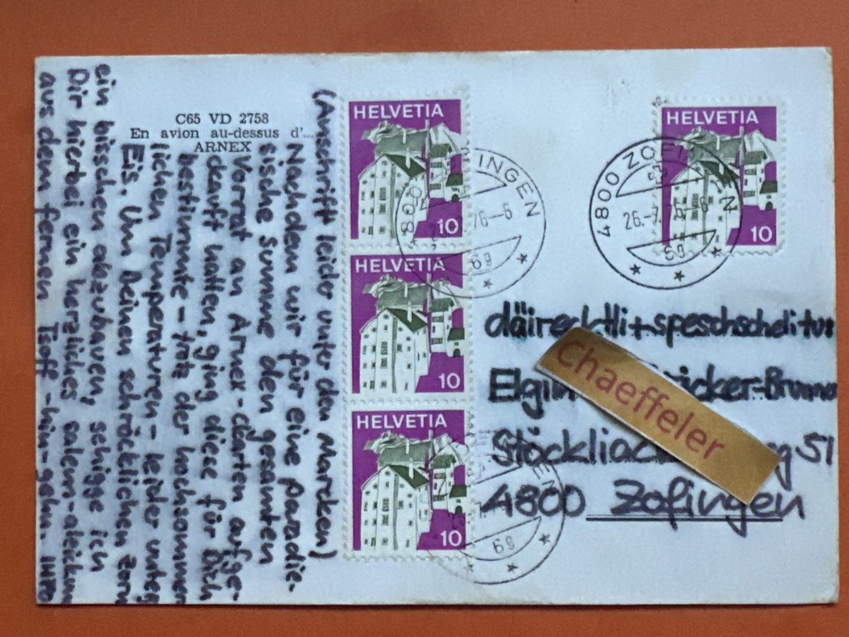 Ansichtskarten: 1976 Arnex – Gebraucht aus Zürich von Chaeffeler 1