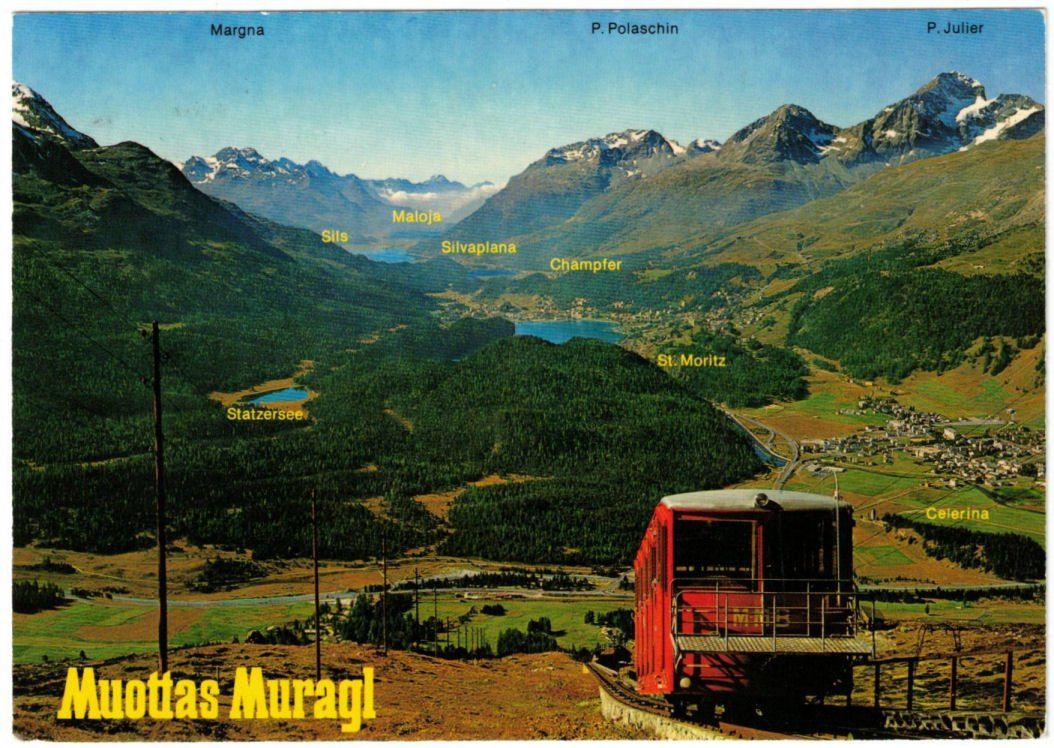 Ansichtskarten: St. Moritz - Standseilbahn Muottas Muragl – Gebraucht aus Binningen von Mountainrider