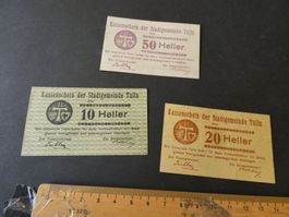 Oesterreich, Tulln - 3 Notgeldscheine