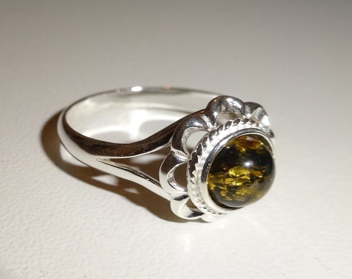 Anelli: RING (green,cognac) Bernstein 925 Silber – Nuovo e nell'imballaggio originale da Visp venduto da steinschmuckwelt 3