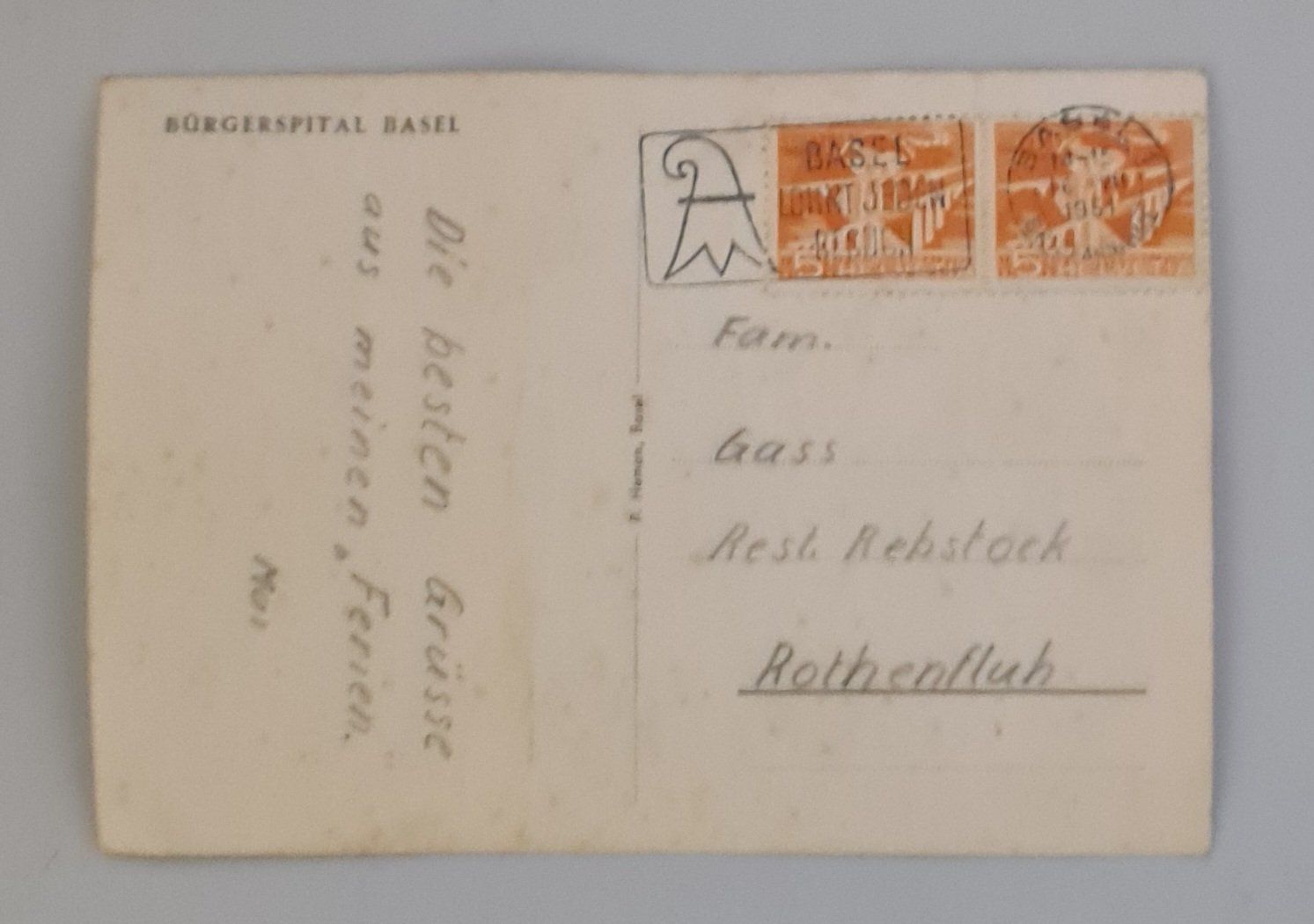 Cartoline postali: Bürgerspital Basel 1951 – Usato da Ebikon venduto da Donar50 2
