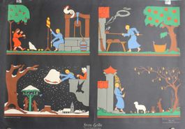 ⭐ Schulwandbild „Frau Holle“ Entwurf von L. Martin, 1935