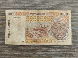 WAS, Ivory Coast 1'000 Francs 1993 !!!!!