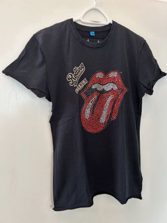 T-Shirt Rolling Stones (Zunge, Strass Steine) Grösse S