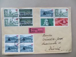 Gelaufener E-Brief BE–ZH 1947/48 Mischfrankatur