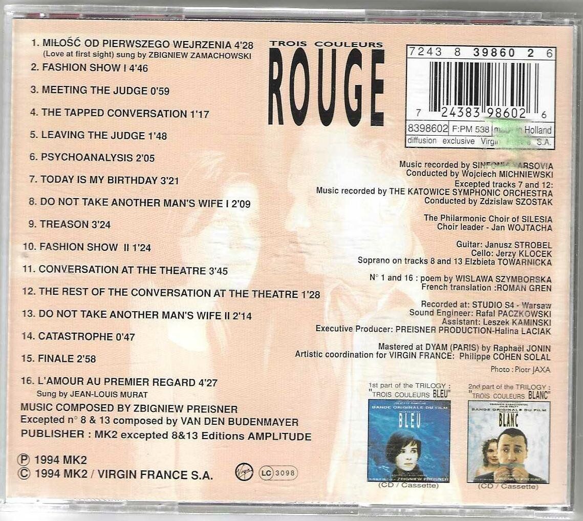 CDs: Zbigniew Preisner - Trois Couleurs: Rouge – Gebraucht aus Genève von CDLPBookS 1