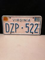 Plaque immatriculation USA Virginie 1980 DZP-522