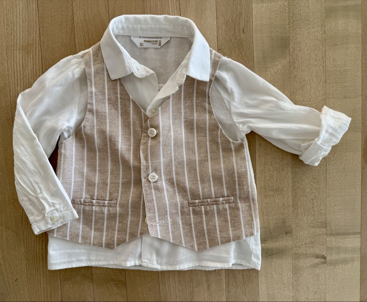 Mayoral Hemden, T-Shirts & Polos: Mayoral Hemd mit Weste gestreift Grösse 86 cm beige weiss – Neu (gemäss Beschreibung) aus Lyss von Sibella56