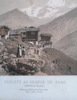 alte Lithographie gerahmt von 1863 Saastal, Eugène Cicéri