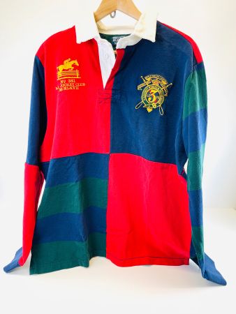 Mehrfarben Farblock Jockey-Polo-Shirt RALPH LAUREN Gr. L