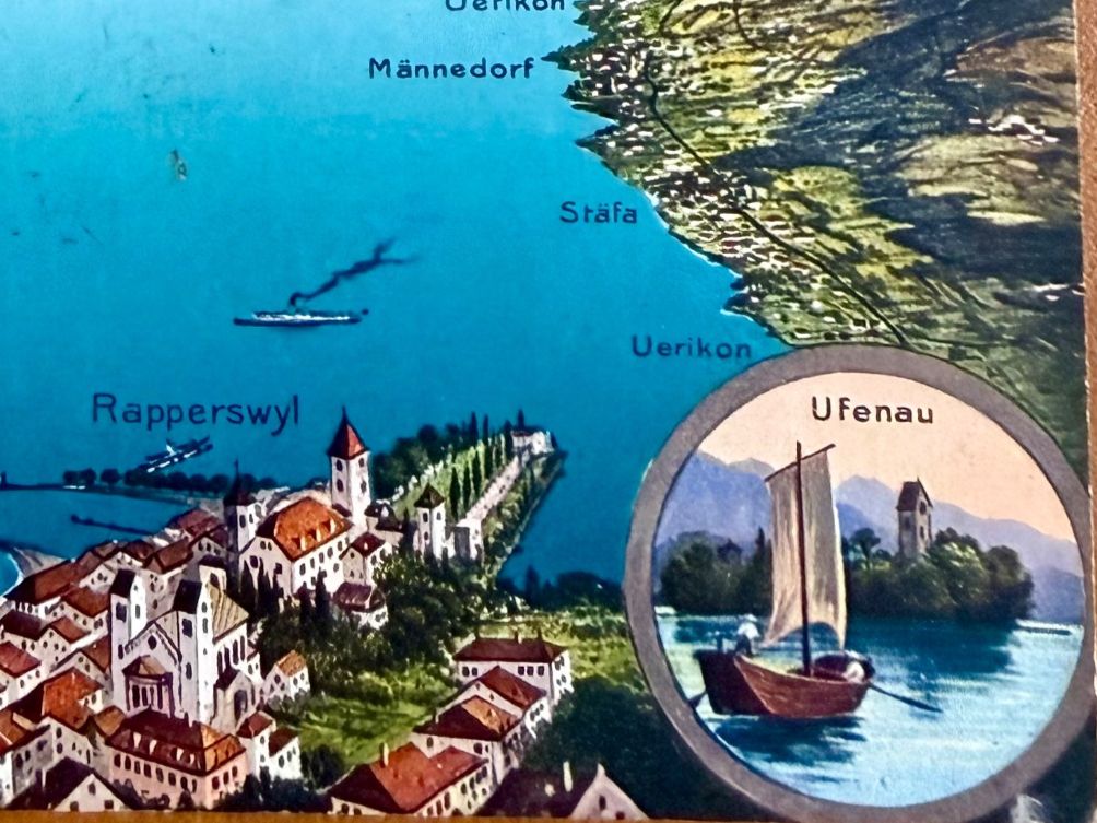 Cartoline postali: Rapperswil - Map - Ufenau 1929 – Usato da Lutry venduto da Ediego 2