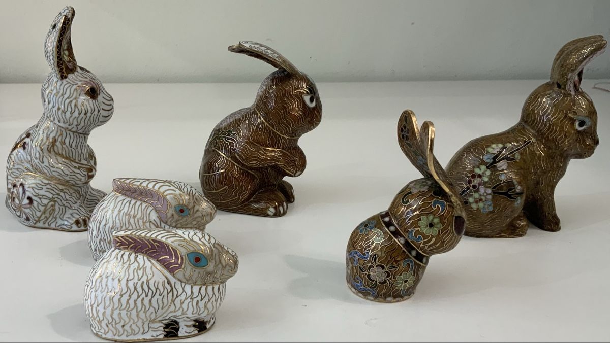 Figuren: Lot de 6 lapins cloisonnés chinois – Gebraucht aus rolle von Tontonjulot 2