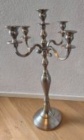 Kerzenständer 5-armig, silberfarbig 61.5 cm h, 34.5cm b.