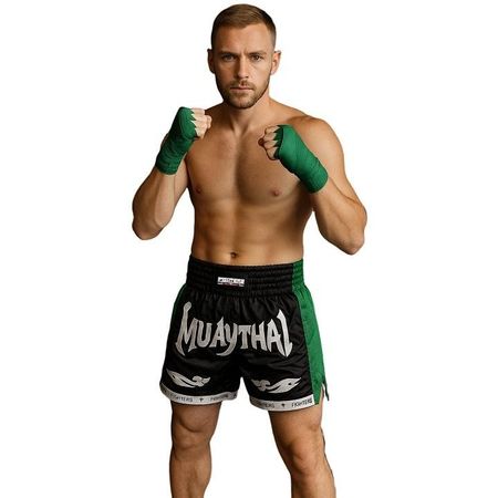 FIGHTERS - Muay Thai Shorts / Elite / Schwarz-Grün / S - L