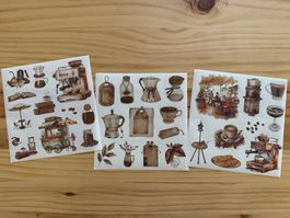 Sticker Aufkleber Scrapbook Kaffee Coffee Nostalgie 7