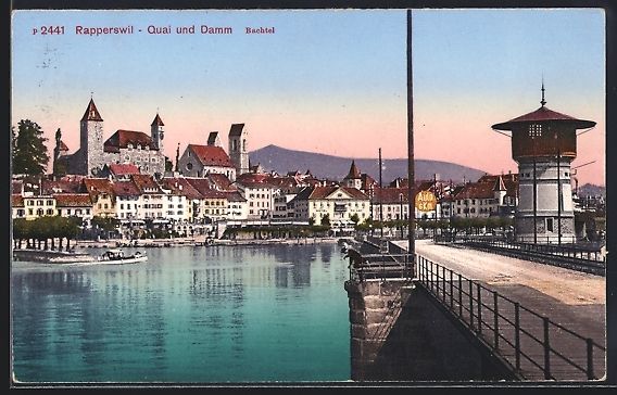 Cartoline postali: Rapperswil, Quai und Damm, Panorama mit  – Usato da Berlin venduto da bartko-reher
