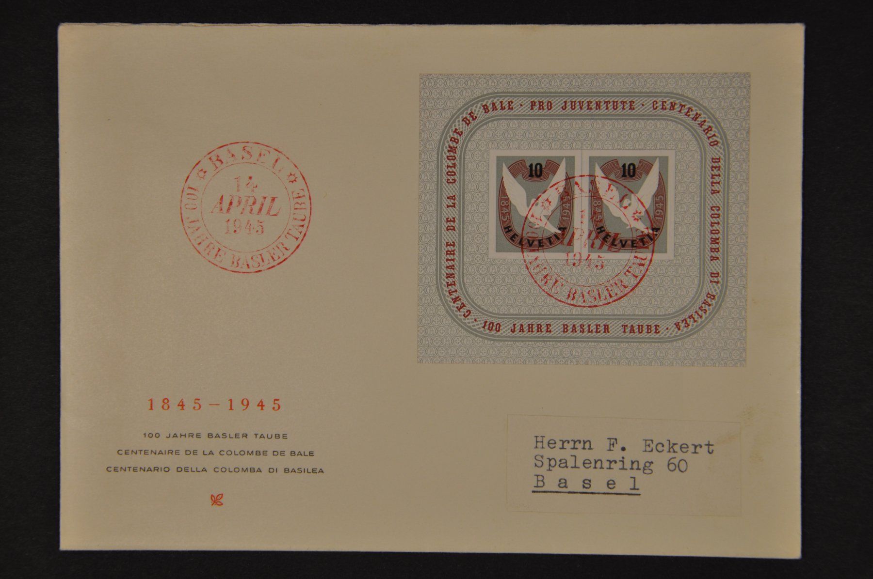 Tutti i francobolli: 1945 W23 FDC mit Adresse – Usato da Wolfhalden venduto da Zinauktion