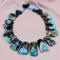 Blau Meer Achat Halskette Edelstein Kette Collier Agate bleu