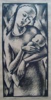 Hans von Matt 1899-1985 Stans, Mutter mit Kind, Linolschnitt