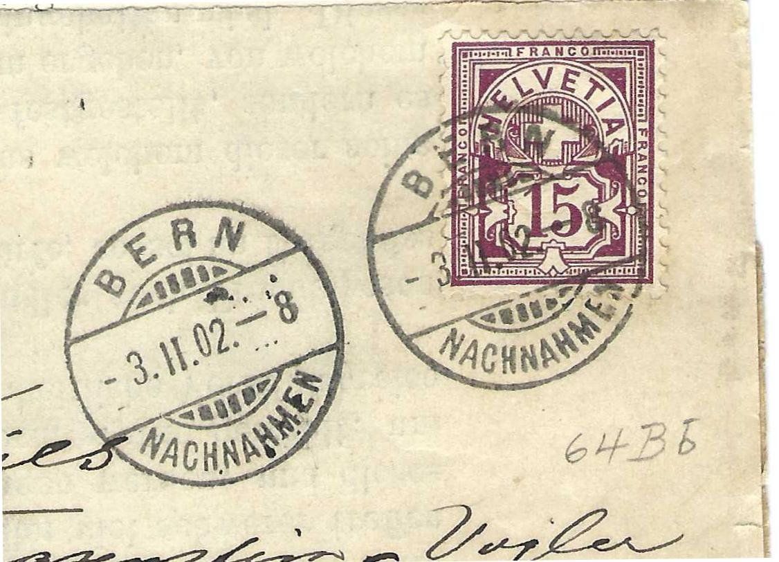 Tutti i francobolli: 64 Bb auf Nachnahme-Brief Bern - Chur – Usato da Wildhaus venduto da Brunphil 1