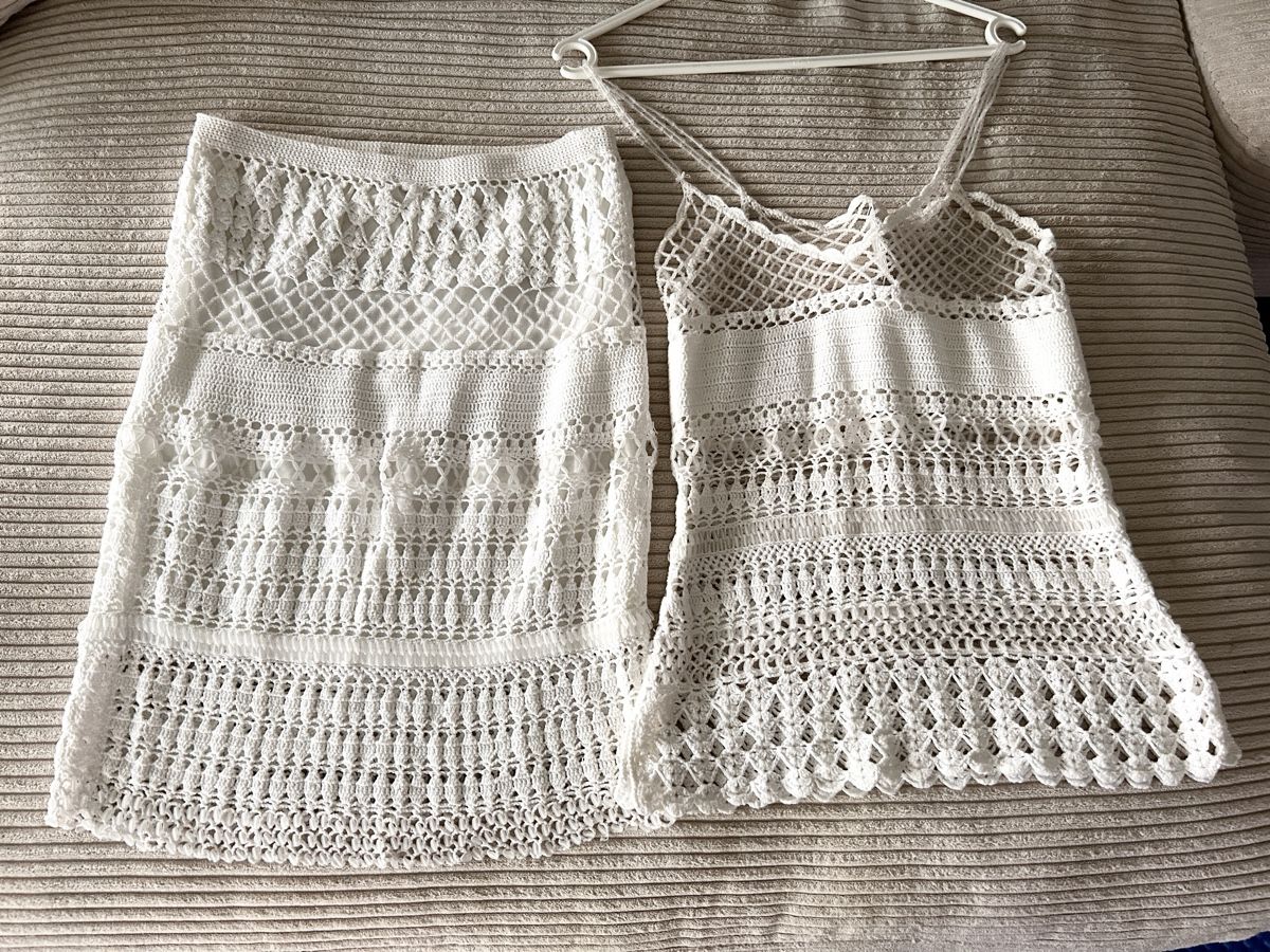 Kleiderpakete: Top+Rock Set Weiss Damen Gr. S leicht transparent – Neu (gemäss Beschreibung) aus Egliswil von anbe8