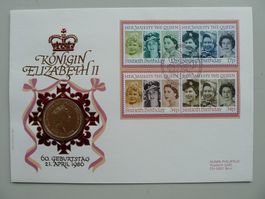 1986 Numisbrief: 60.Geburtstag der Queen mit £2‑Gedenkmünze