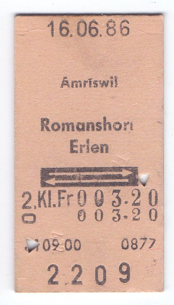 Biglietti: Billette Amriswil - Romanshorn - Erlen – Usato da Langenthal venduto da Sammlungs_aus