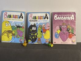 Lot de 3 DVD Barbapapa + figurines