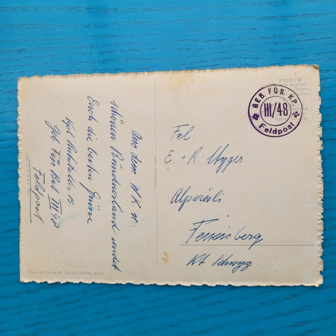 Cartoline postali: Platta-Medels 1948 – Usato da SCHÜBELBACH venduto da CoKaHa 1