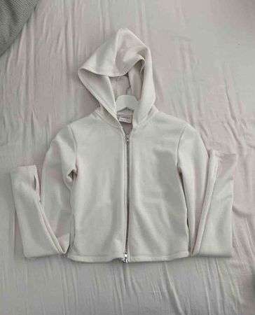 Bershka Kapuzenjacke weiss Reissverschluss Grösse S
